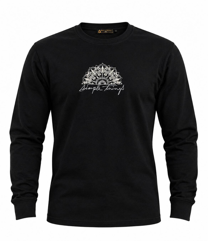 تیشرت آستین بلند مردانه پنبه سوپر نخ ۲۸ گلدوزی ظریف سایز XL/2XL/3XL